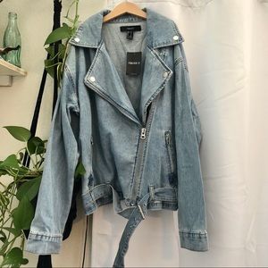 Forever 21 Moto Biker Denim Jacket size Small
